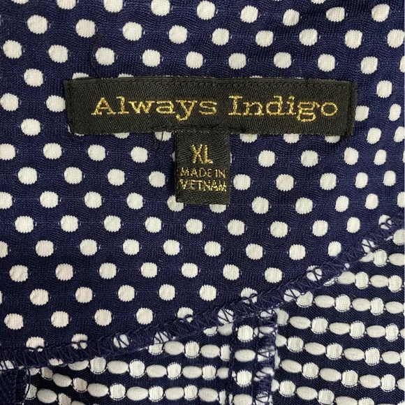 Always Indigo dress navy polka dot fit n flare Easter wedding date night XL - Picture 4 of 5